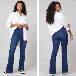 SPANX High Rise Flare Jeans in Midnight Shade